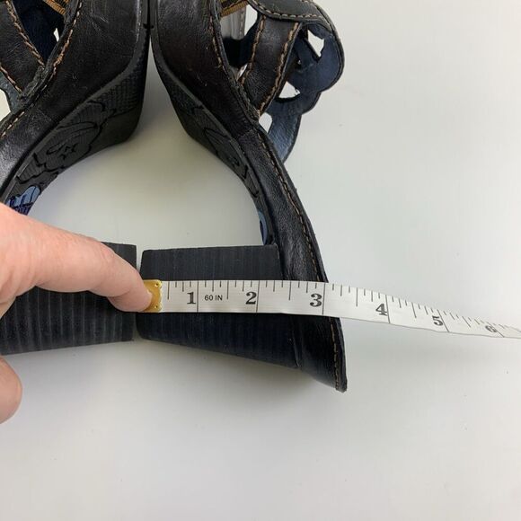 Indigo By Clarks Slide Heel Sandal Black Brown Leather Chunky Woven Womens 7 - Picture 9 of 12